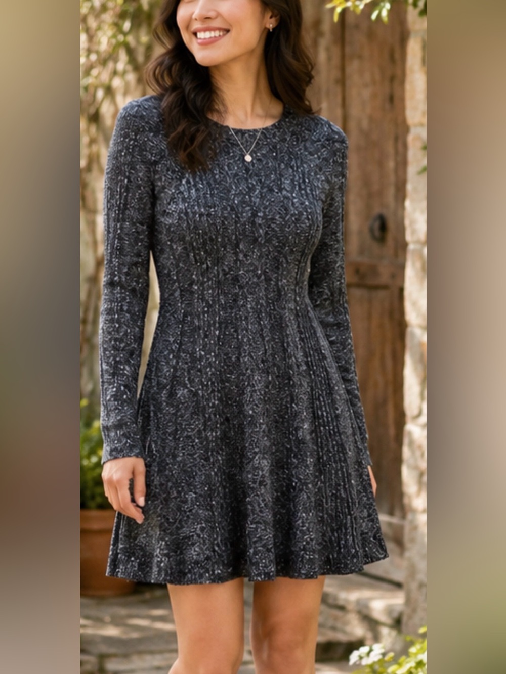 HOLLISTER NWT Charcoal Marled Ribbed Long Sleeve Sweater Knit Dress Size Small